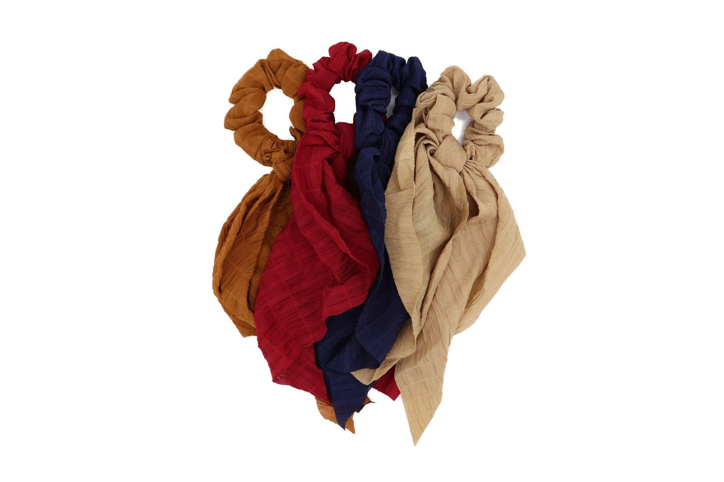 Solid Colour Long Bow Scrunchies - 4 Colour Bundle